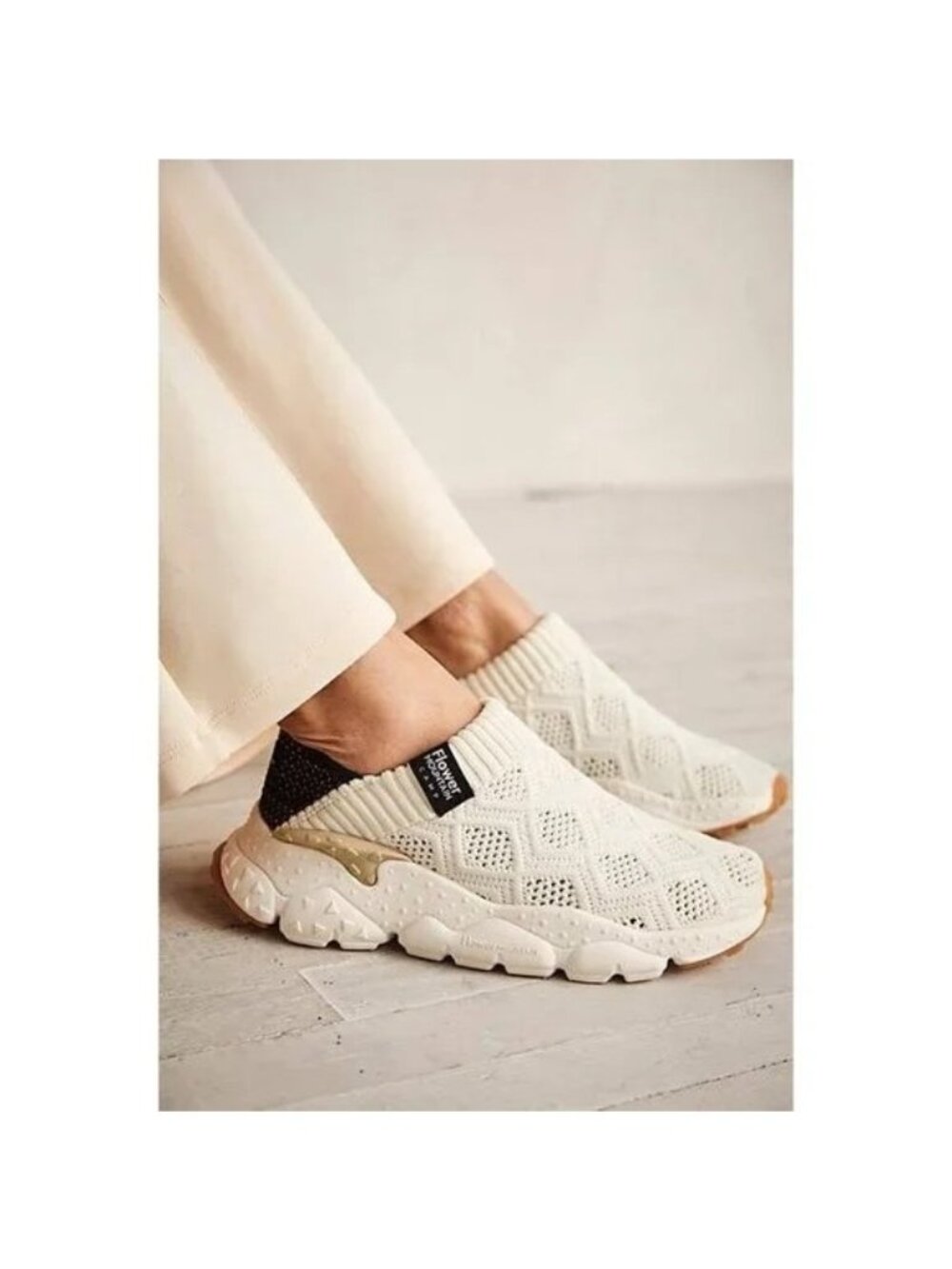 Flower Mountain X Free People Cora Slip-On Sneakers Off White Women's 9.5 EU 41